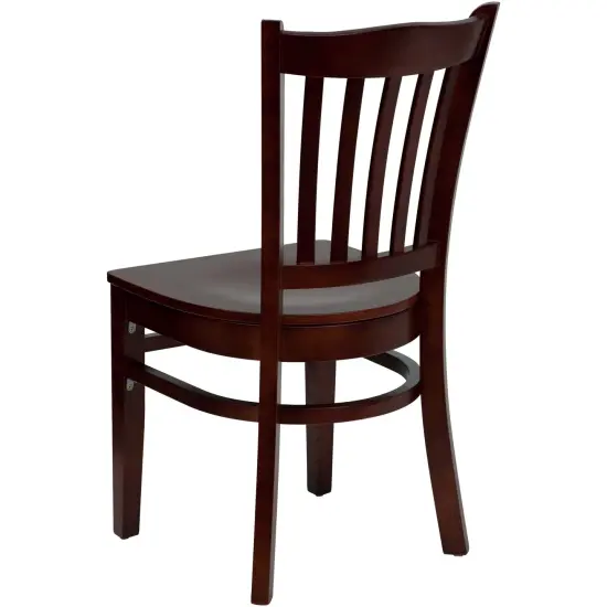 Emma and Oliver 2 Pack Vertical Slat Back Wooden Restaurant Chair Mahogany/Mahogany {3}