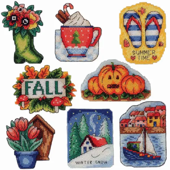HerrschnersFour Seasons Magnets Counted Cross-Stitch Kit Multi {1}