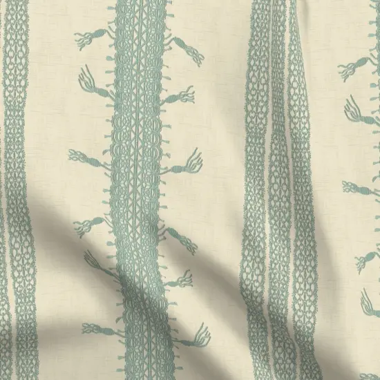 Various Fabrics by the Yard or Fat Quarter Block Print Stripes Elegant Pale Pastel Green Cream Large Custom Printed Fabric by Spoonflower {5}