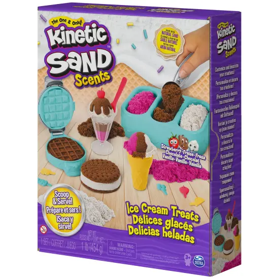 Kinetic Sand Scents, Ice Cream Treats Playset with 3 Colors of All-Natural Scented Play Sand & 6 Serving Tools, Sensory Toys, Christmas Gifts for Kids {3}