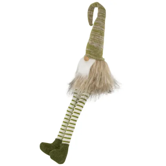 Northlight Sitting Gnome with Knitted Hat and Dangling Legs Christmas Figure - 29" - Green {4}