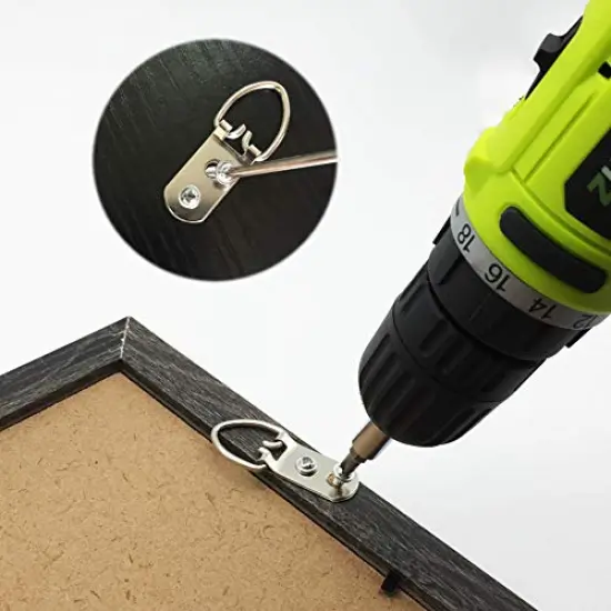 EesTeck 20 Pack D-Ring Steel Picture Hangers Heavy Duty with Screws Picture Frames Double Holes Clasp Picture Hang Solutions, for Hanging Clock Paintings Artwork Picture Frame Hook Photos Mirrors {6}