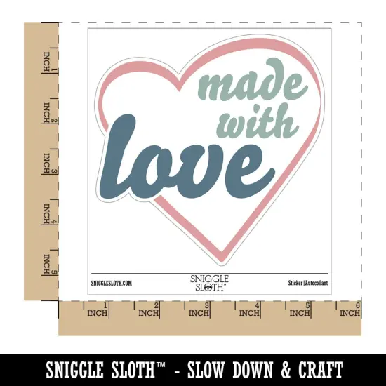 Made with Love in Heart Waterproof Vinyl Phone Tablet Laptop Water Bottle Sticker Set - 5 Pack {1}