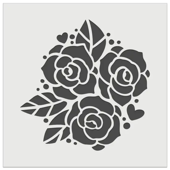 Rose Bundle Wedding Bouquet Wall Cookie DIY Craft Reusable Stencil {2}