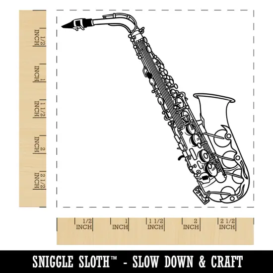 Alto Saxophone Woodwind Musical Instrument Square Rubber Stamp for Stamping Crafting {1}