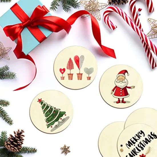 100 Pieces 3 Inch Unfinished Wooden Circles Blank Natural Round Wood Slices Wooden Cutout Tiles for DIY Crafts Home Decoration Painting Staining {5}