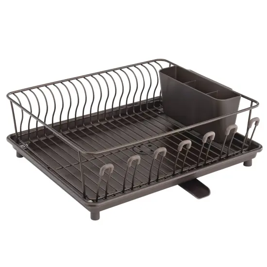 mDesign Large Kitchen Dish Drying Rack with Swivel Spout {4}