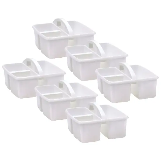 White Plastic Storage Caddy, Pack of 6 {1}