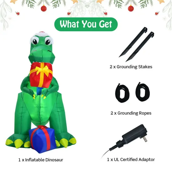 6 Feet Christmas Inflatable Dinosaur for Indoor and Outdoor {6}