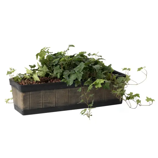 Outdoor and Indoor Rectangle Trough Plastic Planter Box, Vegetables or Flower Planting Pot, Brown {1}
