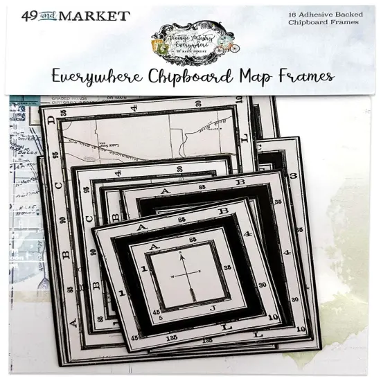Vintage Artistry Everywhere Chipboard Frame Set-Map {1}