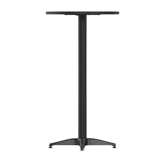 Emma and Oliver 23.25" Round Aluminum Indoor-Outdoor Bar Height Table with Flip-Up Table Black {4}