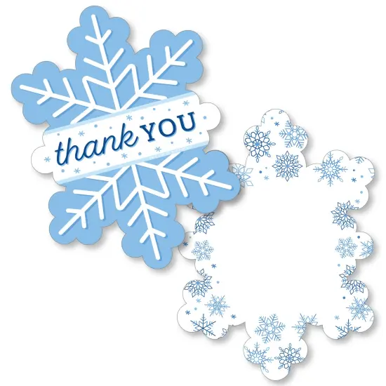 Big Dot of Happiness Blue Snowflakes - Shaped Thank You Cards - Winter Holiday Party Thank You Note Cards with Envelopes - Set of 12 {1}