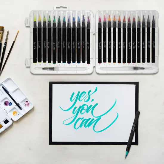 Spec101 Watercolor Pens Brush Set - 24 Watercolor Brush Markers and 2 Blend Pens {6}