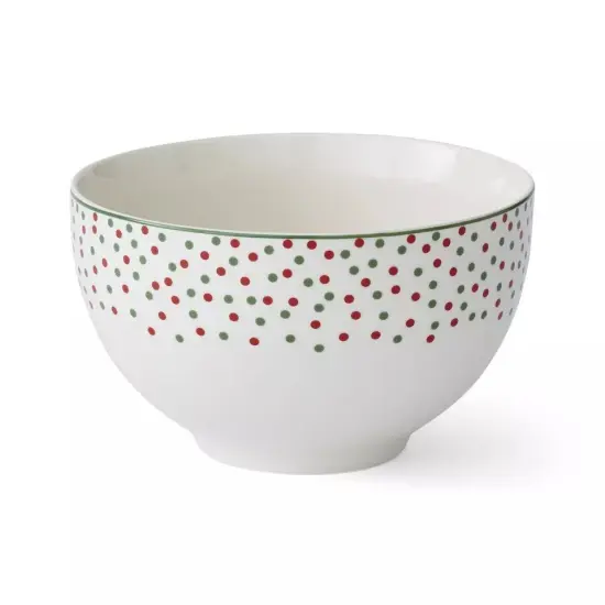 Spode Christmas Tree Polka Dot Rice Bowl Soup Bowls, 6 inch, Set of 4, Porcelain {4}