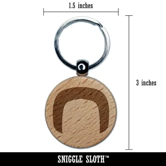 Horseshoe Mustache Moustache Silhouette Engraved Wood Round Keychain Tag Charm {2}