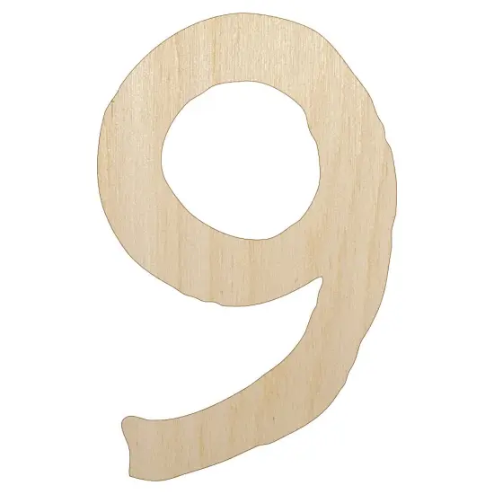 Number 9 Nine Cute Typewriter Font Unfinished Wood Shape Piece Cutout for DIY Craft Projects {2}