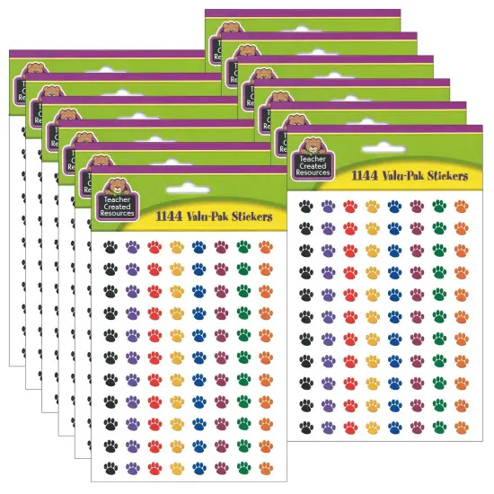 Colorful Paw Prints Mini Stickers Valu-Pak, 1144 Per Pack, 6 Packs {1}
