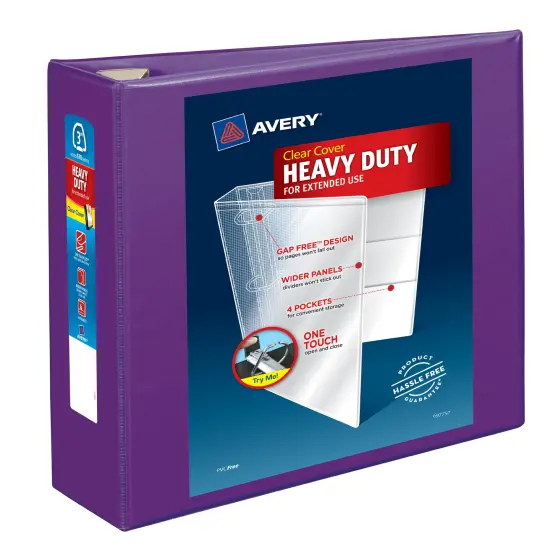 Avery Heavy-Duty View 3 Ring Binder, 3" One Touch EZD Rings, 3.5" Spine, 1 Purple Binder (79810) {1}