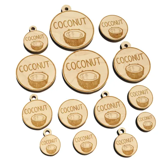 Coconut Text with Image Flavor Scent Mini Wood Shape Charms Jewelry DIY Craft {7}