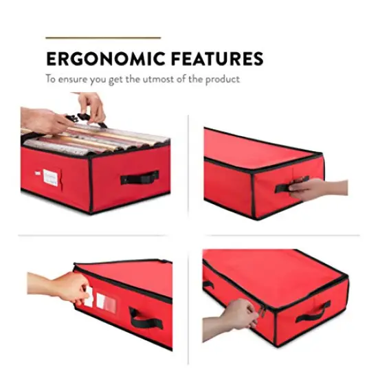 Wrap Organizer, Interior Pockets, fits 18-24 Standers Rolls, Underbed Storage, Wrapping Paper Storage Box and Holiday Accessories, 40&rdquo; Long - Tear-Proof Fabric {5}