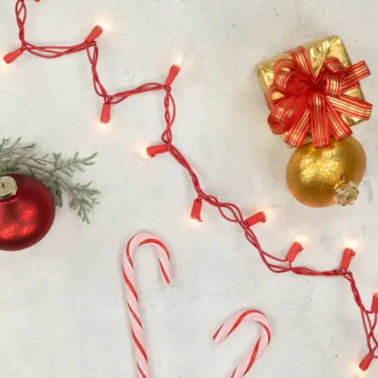 Northlight Mini Christmas Light Set - Clear - 10' Red Wire - 50ct {4}