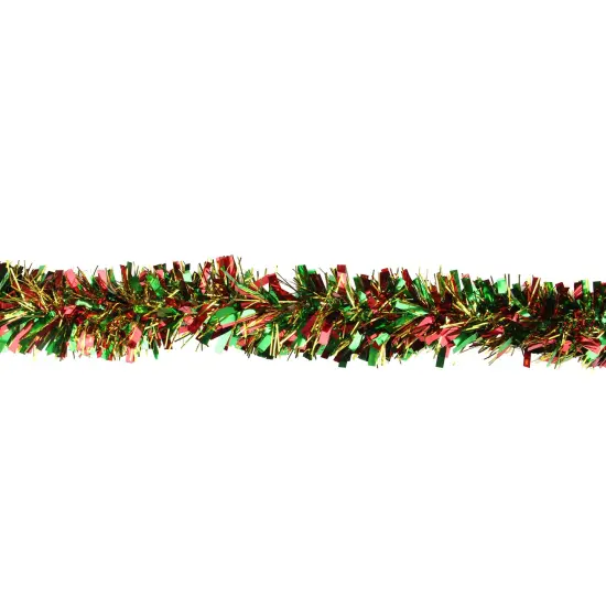 Northlight Wide Cut Tinsel Christmas Garland - 12' x 4" - Gold, Red and Green - Unlit {3}