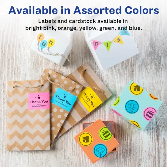 Avery Labels with Sure Feed, Assorted Bright Colors, 2" x 2-5/8", Laser/Inkjet, 150 Labels (4331) {2}