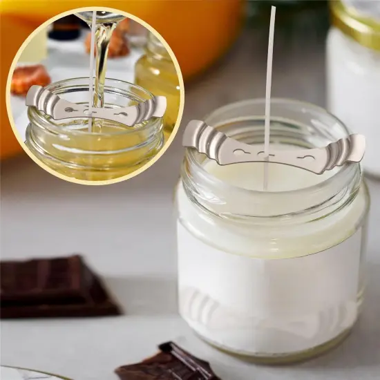 Candle Wicks 90 Pcs (4 Inch, 6 Inch, 8 Inch) with 2 Candle Wick Holders & 90 Wick Tab Stickers, Long Lasting Pre-Waxed & Tabbed Cotton Threads with No Black Smoke for Candle Making {6}