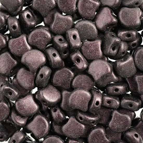 John Bead Czech Glass Jet Color Metallic Suede Ginko Beads, 50g Dark Plum {1}