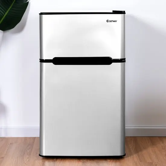 Compact Stainless Steel Refrigerator Grey {2}