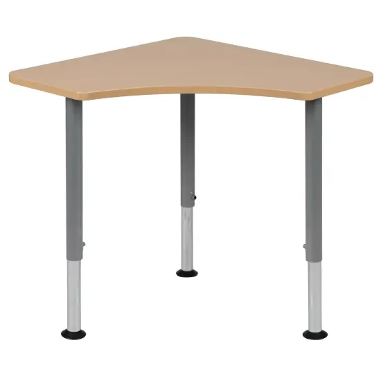 Emma and Oliver Triangular Collaborative Adjustable Student Desk - Home and Classroom Natural {5}