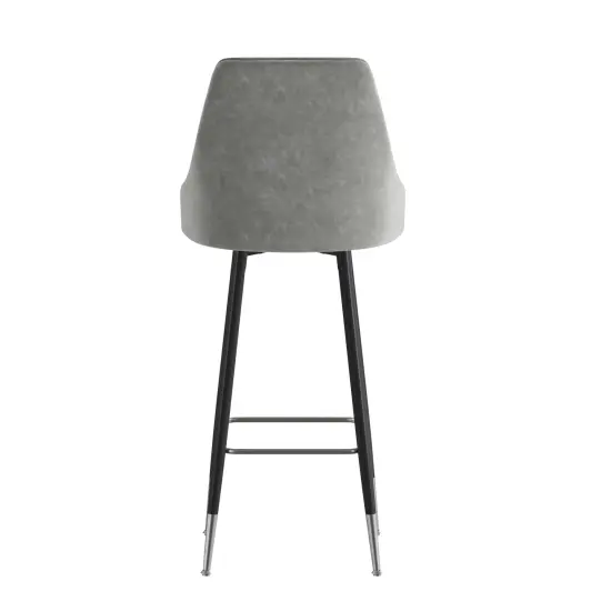 Merrick Lane Petra Modern Upholstered Dining Stools with Chrome Accented Metal Frames and Footrests Gray {4}
