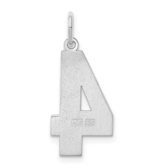 Sterling Silver Large Polished Number 4 Charm Pendant Jewerly 24mm x 10mm {3}