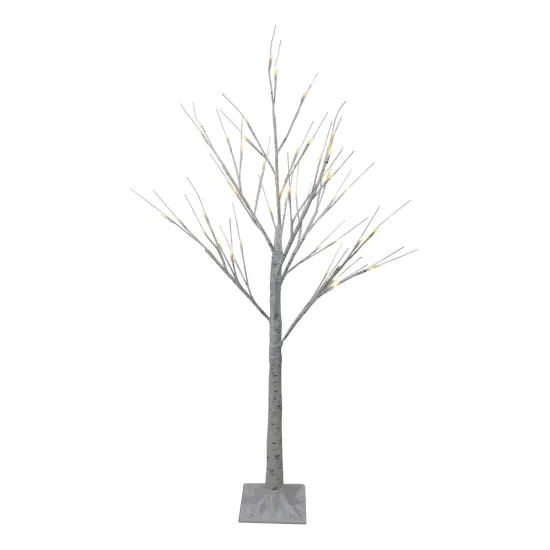 Northlight 4' LED Lighted White Birch Tree Outdoor Decoration - White Lights {1}