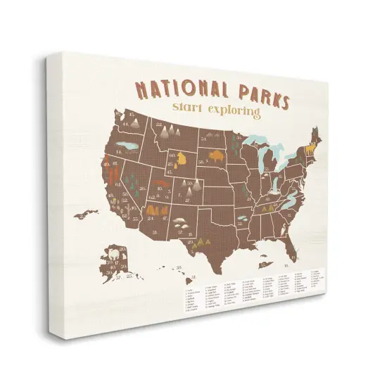 Stupell Industries Start Exploring National Parks Map Canvas Wall Art {1}