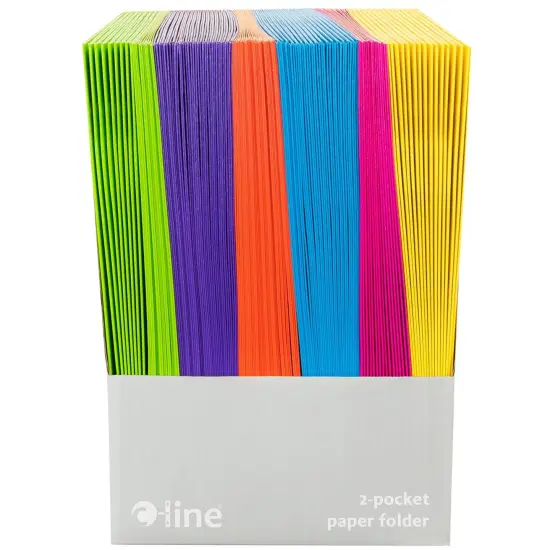 2-Pocket Laminated Paper Portfolio with 3-Hole Punch, Assorted, Pack of 100 {3}
