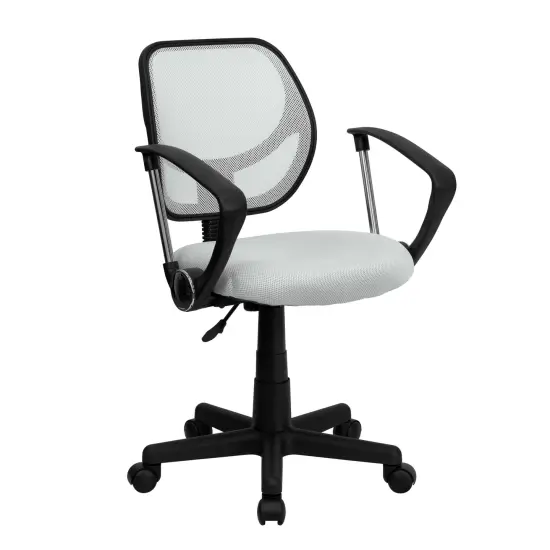 Emma and Oliver Mid-Back Mesh Swivel Task Office Chair with Curved Square Back and Arms Gray {6}