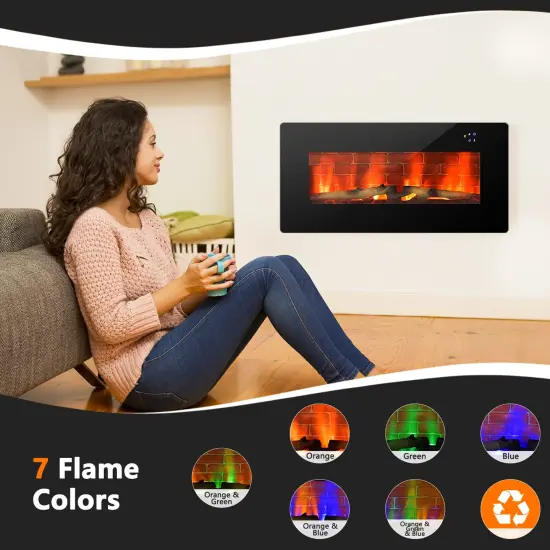 Electric Wall Mounted Freestanding Fireplace with Remote Control {3}