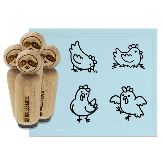 Cartoon Chicken Hen Pecking Sitting Rubber Stamp Set for Stamping Crafting Planners {2}