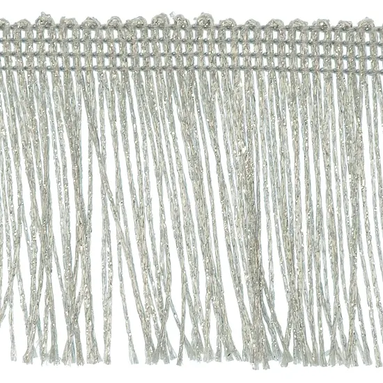 10 Yards of 2" Glitter Chainette Fringe Trim | 10 yard cut Metallic Silver {1}