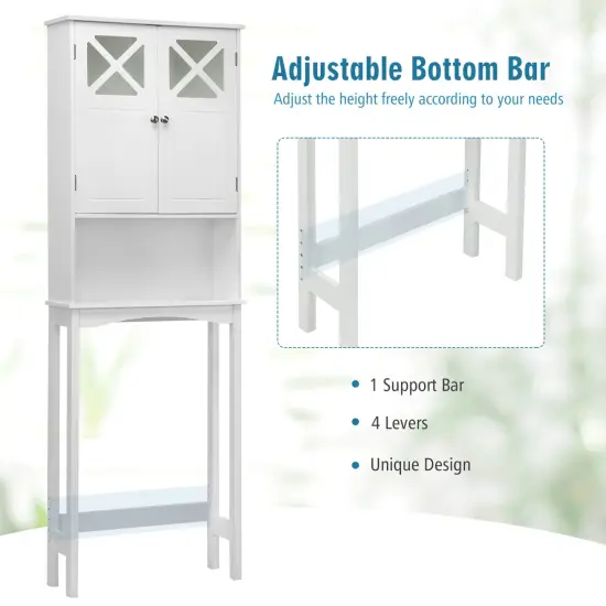 2-door Over The Toilet Bathroom Storage Cabinet with Adjustable Shelf {5}