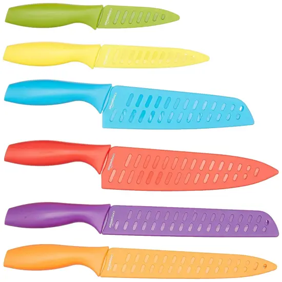 Amazon Basics Color-Coded Kitchen 12-Piece Knife Set, 6 Knives with 6 Blade Guards, Multicolor, 13.88 x 4.13 x 1.38 inch {2}