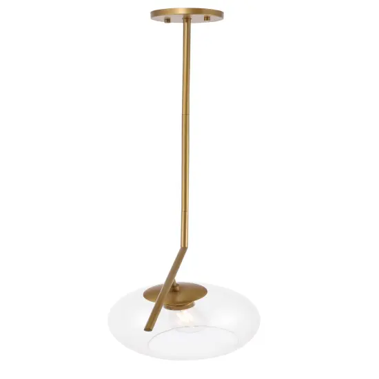 Ryland 1 light Brass and Clear glass pendant {6}