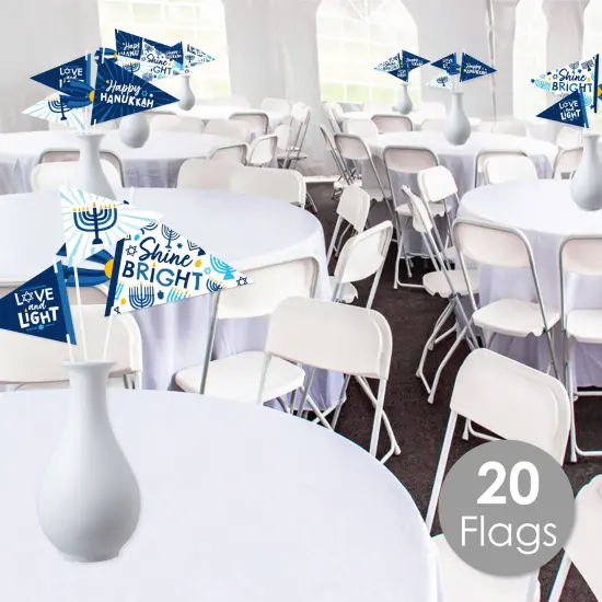 Big Dot of Happiness Hanukkah Menorah - Triangle Chanukah Holiday Party Photo Props - Pennant Flag Centerpieces - Set of 20 {3}
