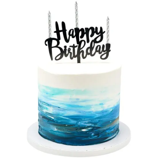 Happy Birthday Plastic Candle Holder Cake Topper, 1ct Black {2}
