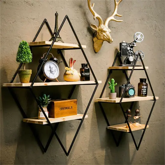 Vintage Floating Shelves Rustic Wooden Wall Shelf Display Storage. {2}