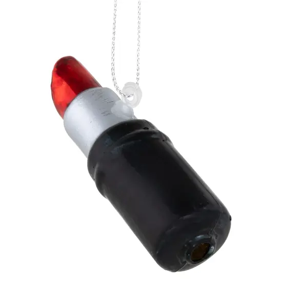 Northlight 3.75" Black and Red Lipstick Glass Christmas Ornament {5}