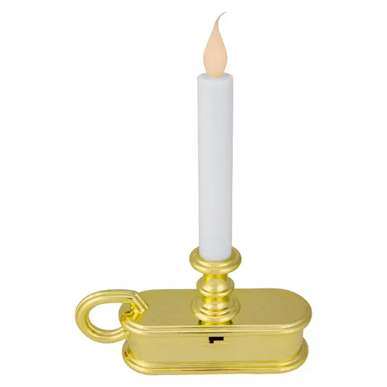 Northlight LED Lighted Window Candle with Handle Base - 9.5" - White and Gold {4}