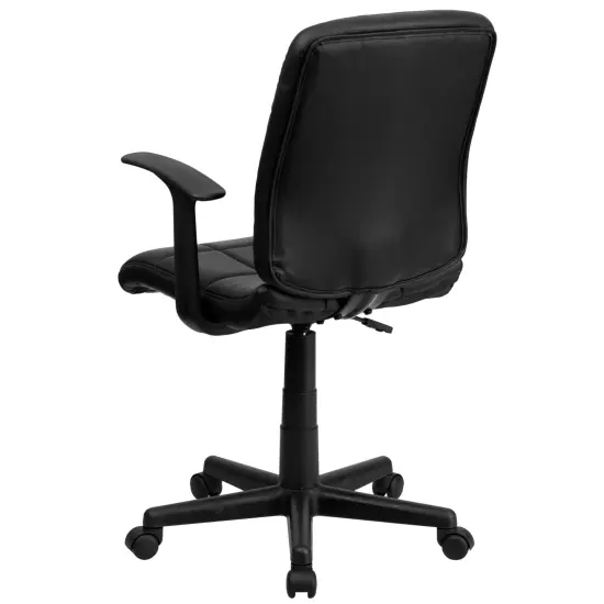 Emma and Oliver Mid-Back Quilted Vinyl Swivel Task Office Chair with Arms Black {4}